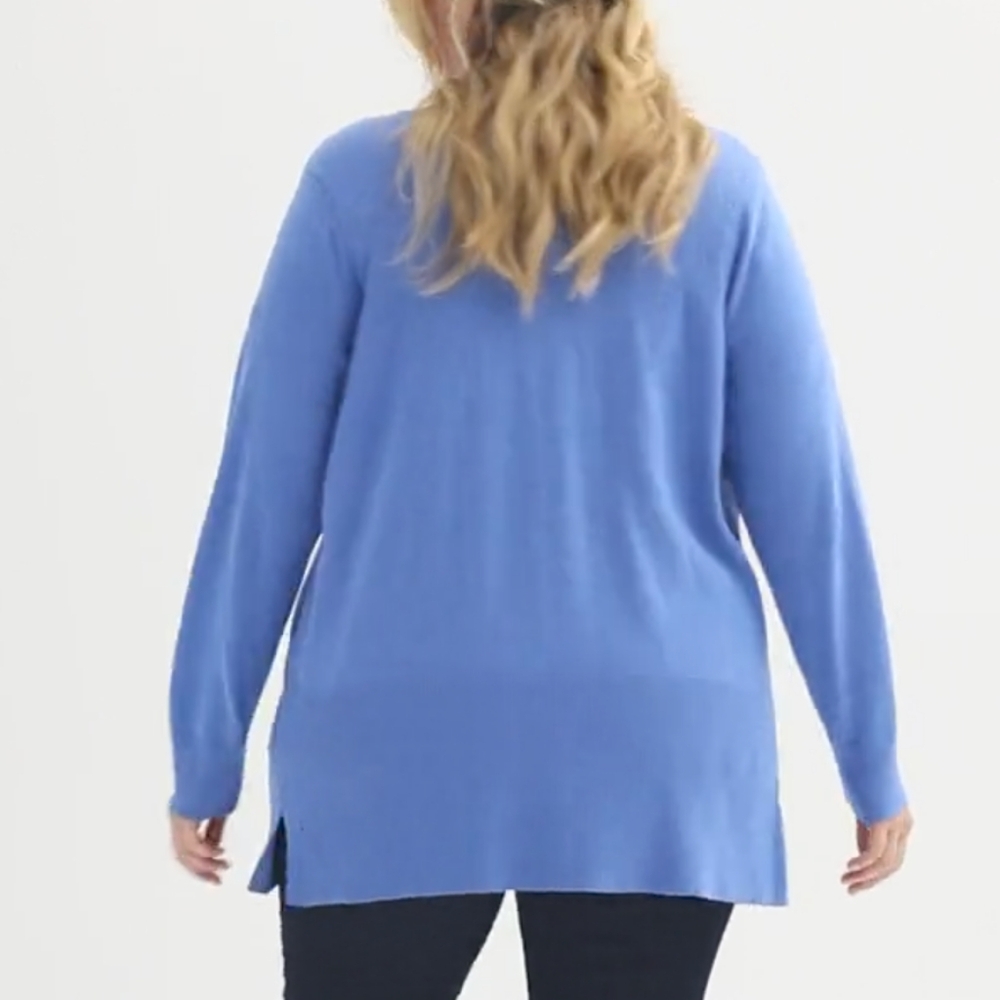 NWT 1XL Open Front Cardigan w 2 Pockets Lt Blue - Picture 7 of 11
